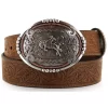 Cody James Men's Bronc Buckle Tooled Leather Belt