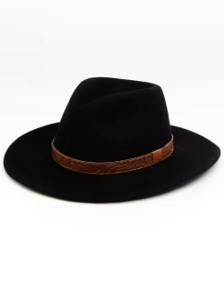 Cody James Men's Brown Leather Embossed Band Western Felt Hat