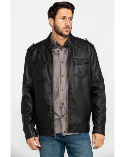 Cody James Men's Backwoods Distressed Faux Leather Moto Jacket 