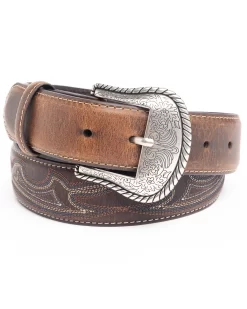 Cody James Men's Turquoise Stitched Longhorn Buckle Belt
