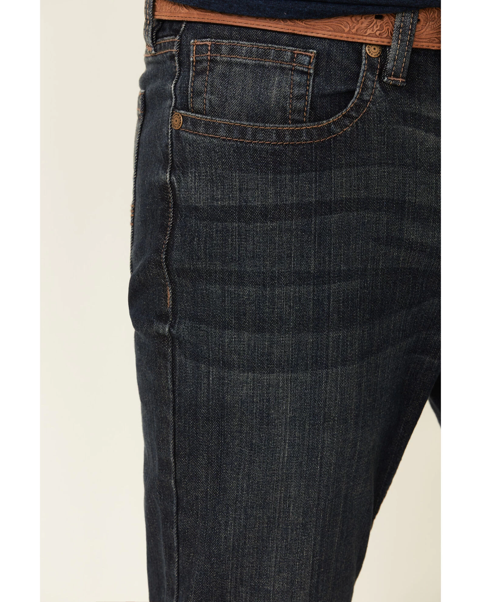 Cody James Men's Barn Sour Dark Wash Stretch Slim Straight Jeans - Image 5