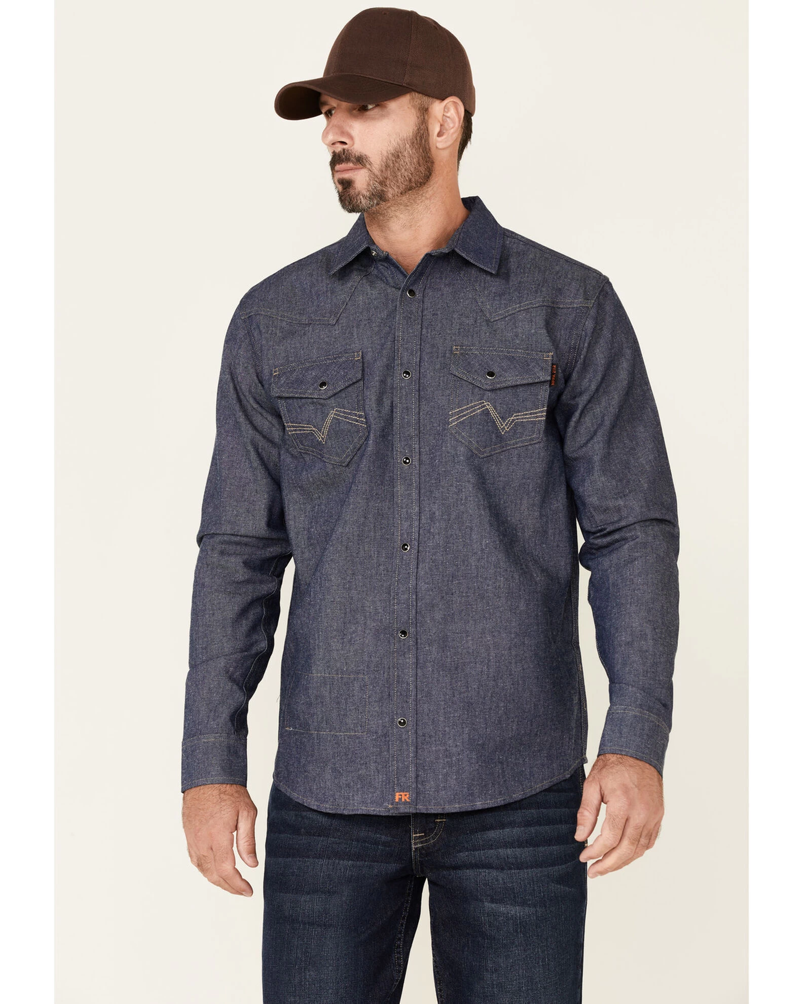 Cody James Men's FR Denim Long Sleeve Work Shirt - Image 3