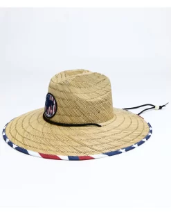 Cody James Men's USA Strong Lifeguard Straw Sun Hat 