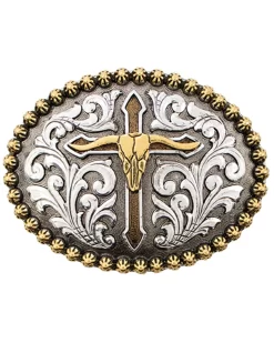 Cody James Men's Steer Skull With Cross Belt Buckle