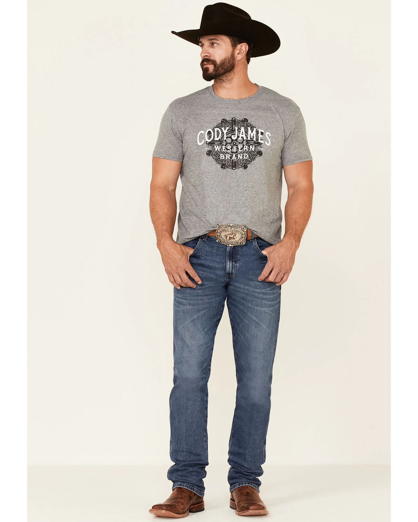 Cody James Men's Gray Southwestern Cylinder Graphic Short Sleeve T-Shirt - Image 2