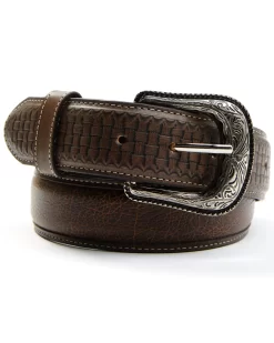 Cody James Men's Basket Weave Embossed Billet Leather Belt