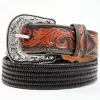 Cody James Men's Brown Floral Hand Tooled Stretch Bonded Strap Western Belt