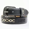 Cody James Men's Black Southwestern Center Inlay Western Belt