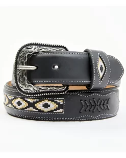 Cody James Men's Black Southwestern Center Inlay Western Belt