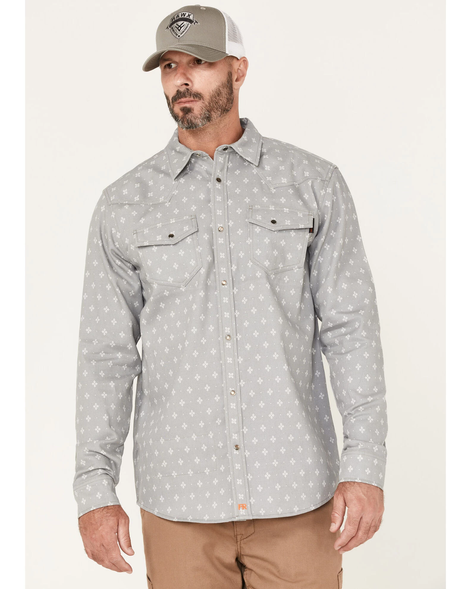 Cody James Men's FR Spaced Diamond Print Long Sleeve Snap Work ShirtÂ