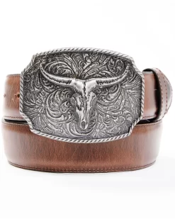 Cody James Men's Longhorn Scroll Buckle Belt