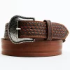 Cody James Men's Embossed Embossed Double Stripe & Basketweave Western Belt
