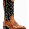 Cody James Men's Full Quill Cognac Ostrich Exotic Western Boots - Broad Square Toe 