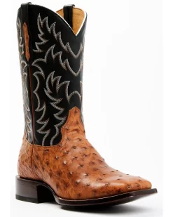 Cody James Men's Full Quill Cognac Ostrich Exotic Western Boots - Broad Square ToeÂ