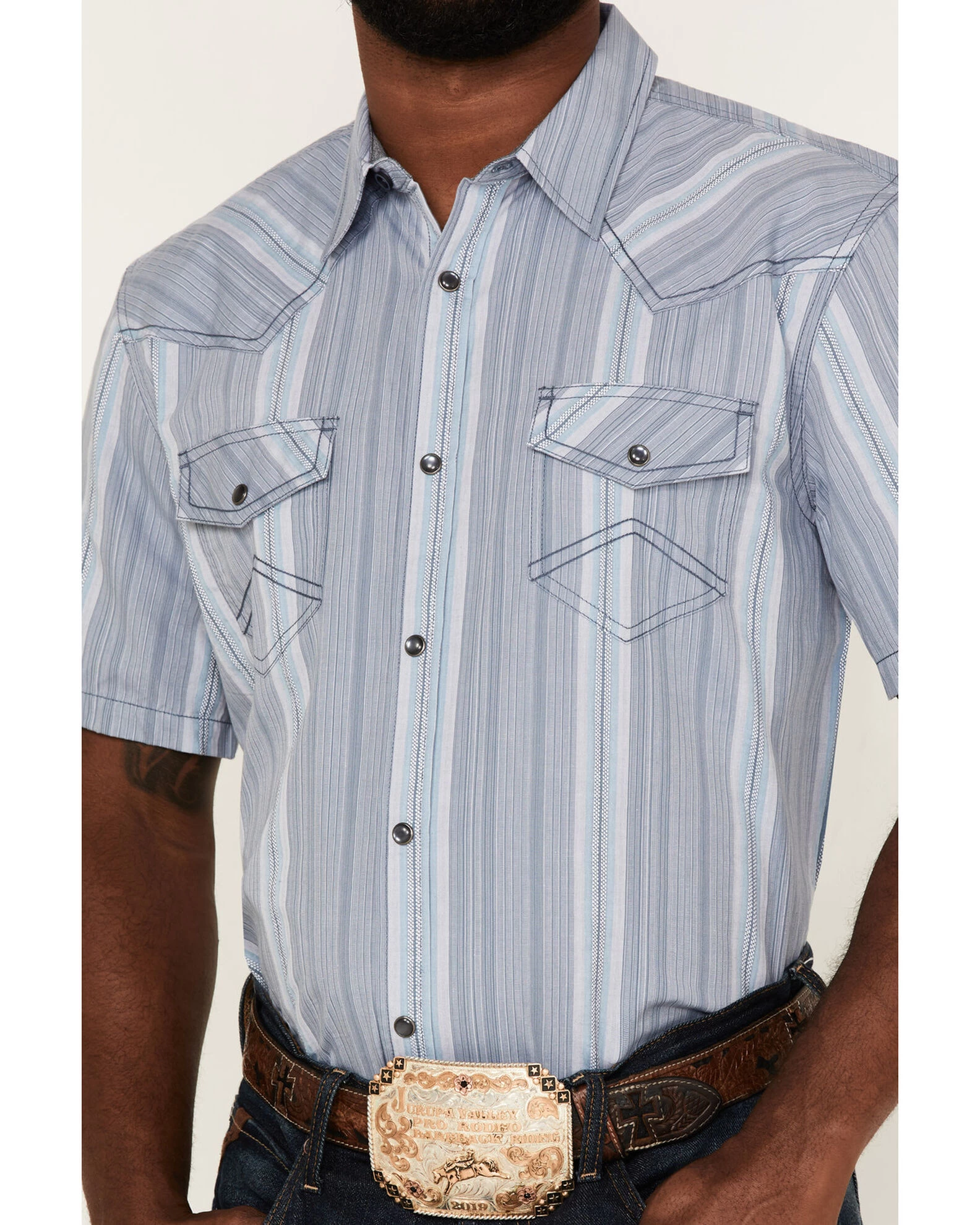 Cody James Men's Springs Vertical Stripe Short Sleeve Snap Western Shirt - Image 3