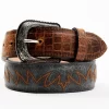 Cody James Men's Etched Caiman Antique Belt