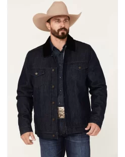 Cody James Men's Grand Teton Dark Wash Sherpa Cord Collar Denim Jacket 