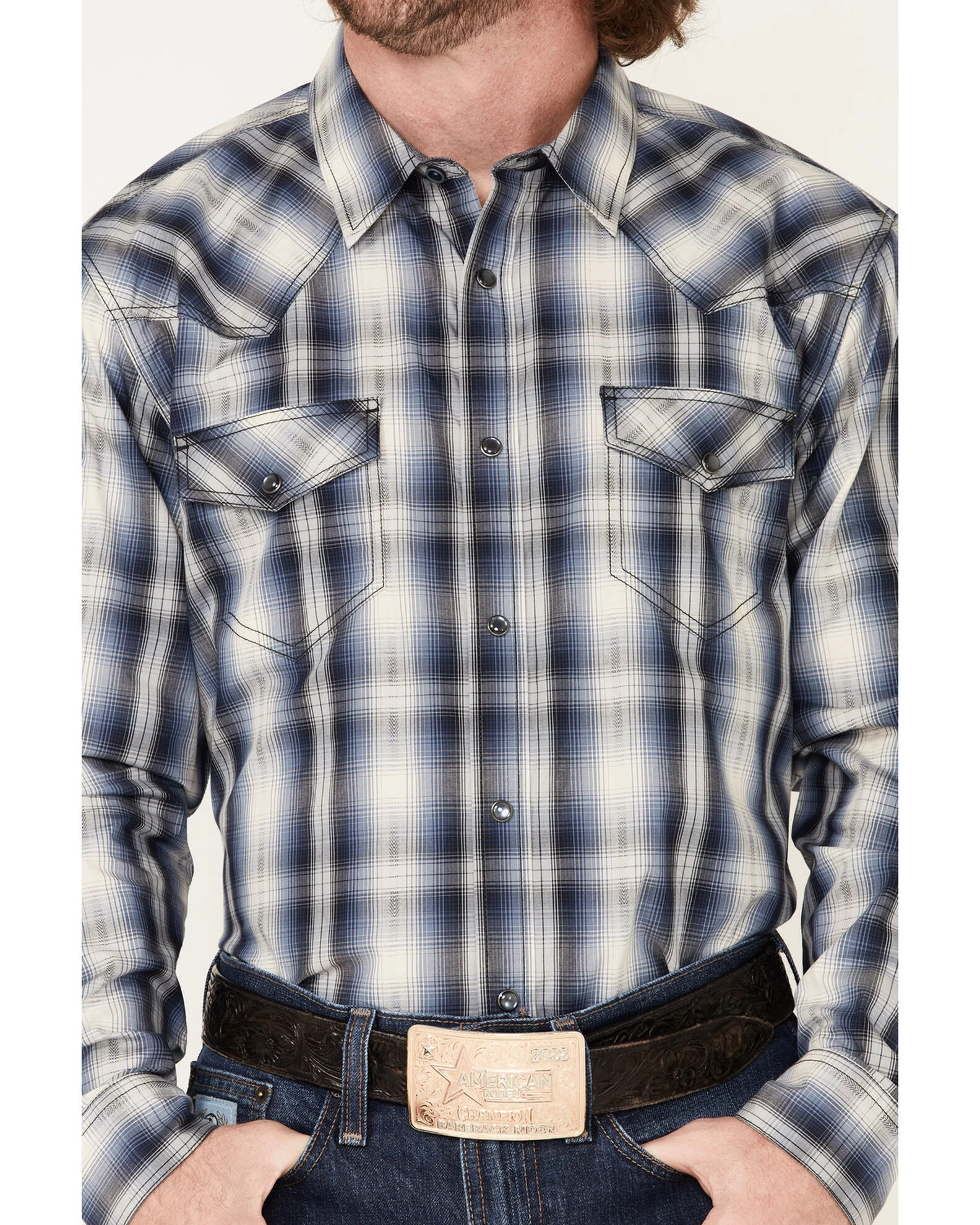 Cody James Men's Trailblazer Plaid Print Long Sleeve Pearl Snap Western Shirt - Image 3