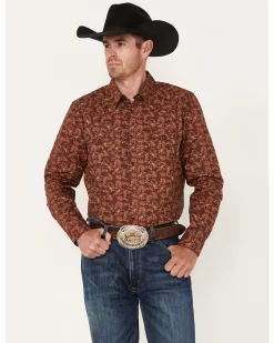 Cody James Men's On Tour Paisley Print Snap Western Shirt 