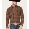 Cody James Men's Rusty Nail Small Plaid Print Long Sleeve Snap Western Flannel Shirt - Big & Tall 