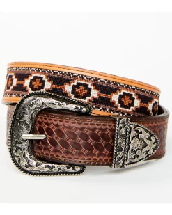 Cody James Men's Basketweave Billet With Southwestern Strap 3PC Buckle Belt