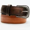 Cody James Men's Pecan Embossed Croco Print Leather Belt