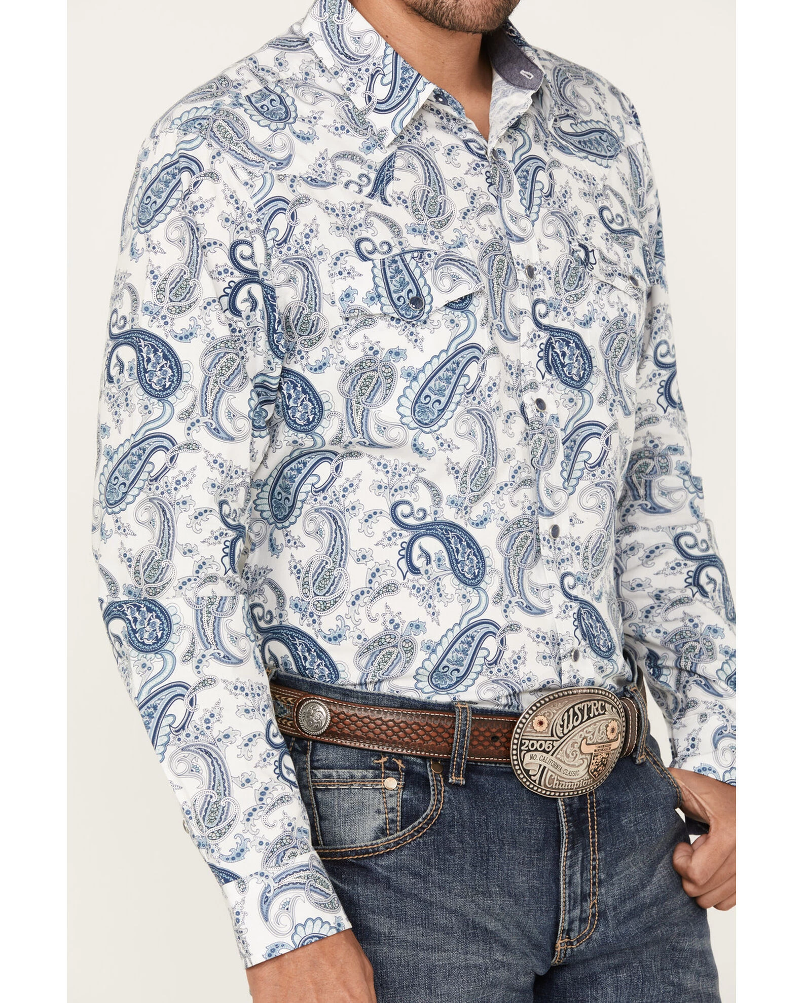 Cody James Men's Home Town Paisley Print Long Sleeve Snap Western Shirt - Image 3