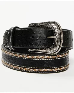Cody James Men's Horsehair With Floral Tooled Inlay Belt