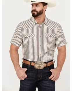 Cody James Men's Tie Down Striped Short Sleeve Western Snap Shirt