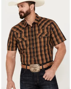 Cody James Men's Caliente Small Plaid Print Short Sleeve Western Snap Shirt