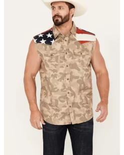 Cody James Men's Recon Desert Camo Bubba Sleeveless Snap Shirt