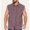 Cody James Men's Plaid Stars Bubba Sleeveless Western Shirt