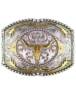 Cody James Men's Antique Silver & Gold Longhorn With Arrows Belt Buckle